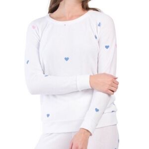 Chaser Tiny Hearts White Sweatshirt NWOT
